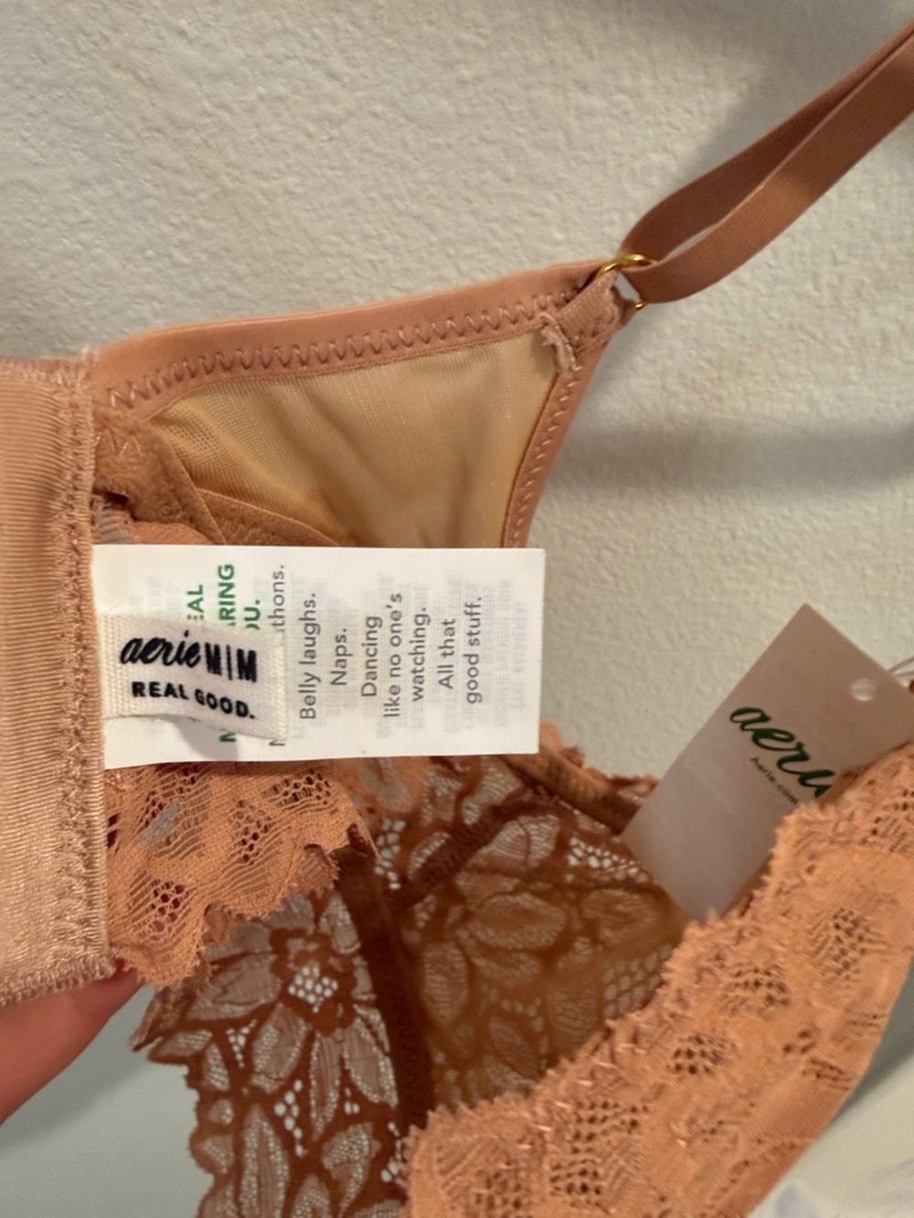 aerie Peach Lace Front-Closure Bralette - Picture 3 of 7